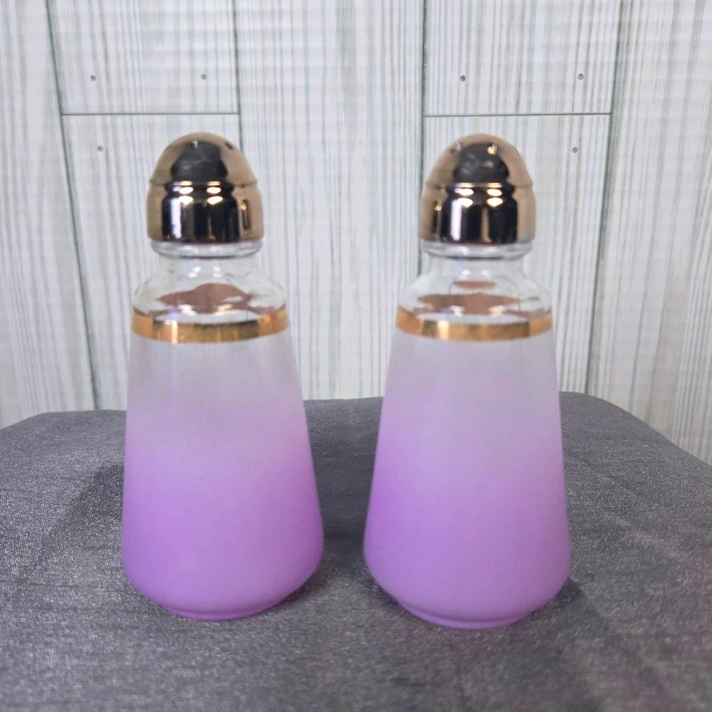 Vtg Anchor Hocking Purple Blendo  Purple Glass Salad Bowl‎ Cruets Shakers Retro